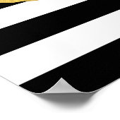 金ゴールド唇と白黒ストライプ ポスター (角)