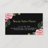 金ゴールド唇メイクアップアーティスト美しい花のラッピング 名刺 (裏面)