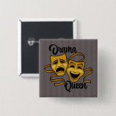 金ゴールド喜劇と悲劇の劇場仮面ドラマのクイーン 缶バッジ (正面&裏面)