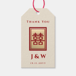 金ゴールド四角形中国の二重結婚幸せ ギフトタグ