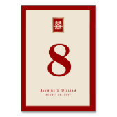 金ゴールド四角形中国の二重結婚幸せ テーブルナンバー (裏面)