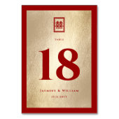 金ゴールド四角形中国の二重結婚幸せ テーブルナンバー (正面)