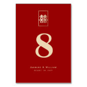 金ゴールド四角形中国の二重結婚幸せ テーブルナンバー (裏面)