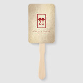 金ゴールド四角形中国の二重結婚幸せ ハンドファン (正面)