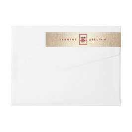 金ゴールド四角形中国の二重結婚幸せ ラップアラウンドラベル