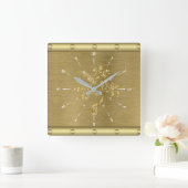 金ゴールド四角時計 スクエア壁時計 (ホーム)