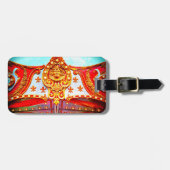 金ゴールド回転木馬顔ヴィンテージレトロカーニバル写真 ラゲッジタグ (正面横)