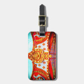 金ゴールド回転木馬顔ヴィンテージレトロカーニバル写真 ラゲッジタグ (正面縦)