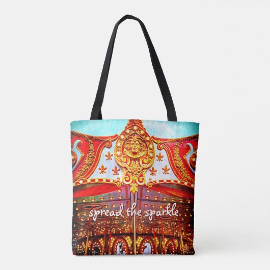 金ゴールド回転木馬顔写真が輝きを広げる トートバッグ (裏面)