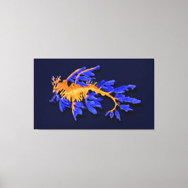 金ゴールド図解入りの、写真付きのとブルーリーフェシードラゴン キャンバスプリント