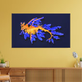 金ゴールド図解入りの、写真付きのとブルーリーフェシードラゴン キャンバスプリント (インサイチュ (リビング))