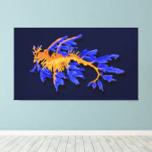 金ゴールド図解入りの、写真付きのとブルーリーフェシードラゴン キャンバスプリント (インサイチュ (ウッドフロア))