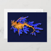 金ゴールド図解入りの、写真付きのとブルーリーフェシードラゴン ポストカード (正面/裏面)