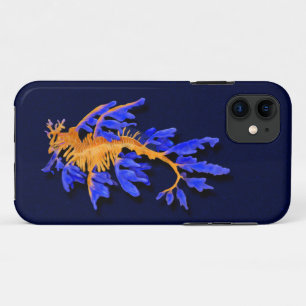 金ゴールド図解入りの、写真付きのとブルーリーフェシードラゴン iPhone 11 ケース