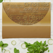 金ゴールド国際的クリスマスナビダッドKタオル キッチンタオル (折り畳み)