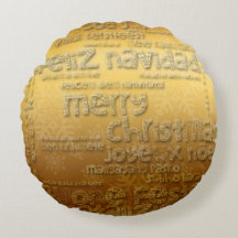 金ゴールド国際的クリスマスナビダードラウンドピロー