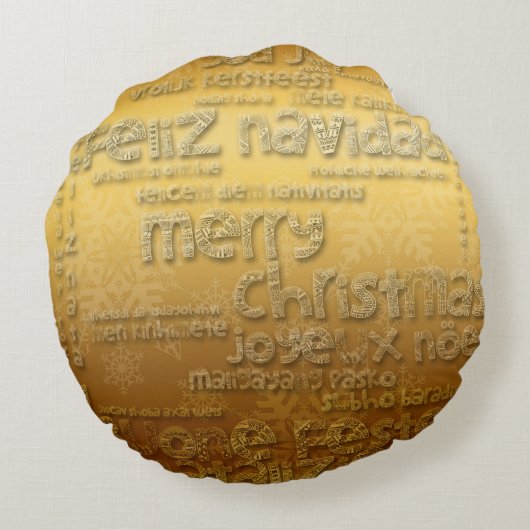 金ゴールド国際的クリスマスナビダードラウンドピロー ラウンドクッション (裏面)