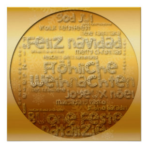 金ゴールド国際的Weihnachen Navidadクリスマスポスター ポスター