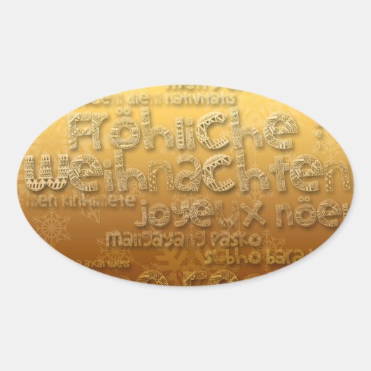 金ゴールド国際的Weihnachen Navidad Oステッカー 楕円形シール (正面)