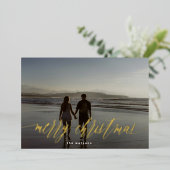 金ゴールド圧書メリークリスマスフォト 箔シーズンカード (立ち正面)