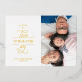 金ゴールド圧迫愛の平和の喜びグリーティングフォト 箔シーズンカード (正面)