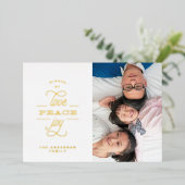 金ゴールド圧迫愛の平和の喜びグリーティングフォト 箔シーズンカード (立ち正面)