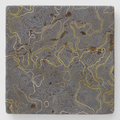 金ゴールド地形 ストーンコースター (正面)