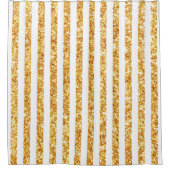 金ゴールド垂直グリッターボホストライプコレクション シャワーカーテン (正面)