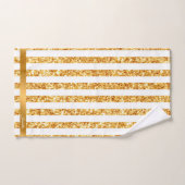 金ゴールド垂直グリッターボホストライプコレクション バスタオルセット (ハンドタオル)