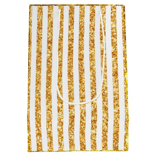 金ゴールド垂直グリッターボホストライプコレクション ミディアムペーパーバッグ (裏面)