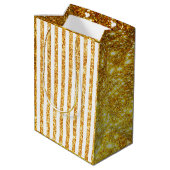 金ゴールド垂直グリッターボホストライプコレクション ミディアムペーパーバッグ (裏面アングル)