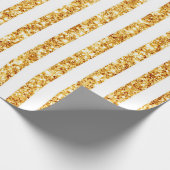 金ゴールド垂直グリッターボホストライプコレクション ラッピングペーパー (角)