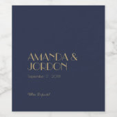 金ゴールド型デコ |ダークネイビー結婚のワインラベル ワインラベル (シングルラベル)