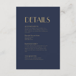 金ゴールド型デコ |ダークネイビー結婚の詳細 エンクロージャーカード