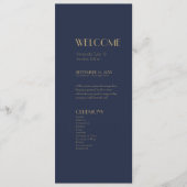 金ゴールド型デコ |ダークネイビー結婚式 プログラム (正面)