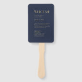 金ゴールド型デコ |ダークネイビー結婚式 プログラム ハンドファン (正面)