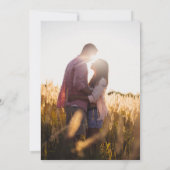 金ゴールド型デコ |ダークパープル結婚のバックフォト セーブザデート (裏面)