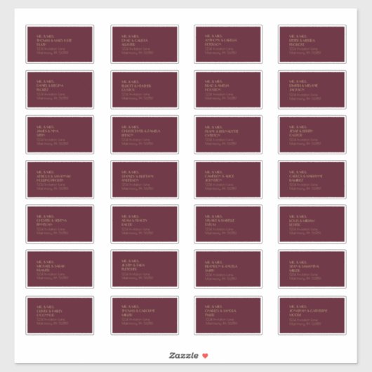 金ゴールド型デコ |ブルガンディゲスト住所 シール (シート)