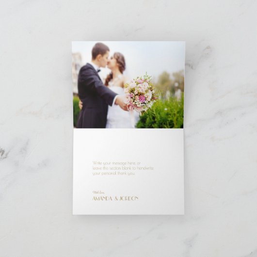 金ゴールド型デコ |ブルゴーニュ結婚の写真 サンキューカード (内部)