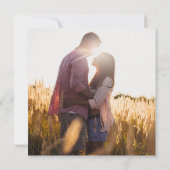 金ゴールド型デコ |濃い紫色の正方形の写真結婚の 招待状 (裏面)