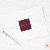 金ゴールド型デコ | Burgundy 結婚's Thank You スクエアシール (封筒)