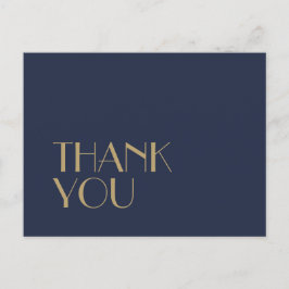 金ゴールド型デコ | Dark Navy 結婚's Thank You ポストカード