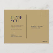 金ゴールド型デコ | Dark Navy 結婚's Thank You ポストカード (裏面)