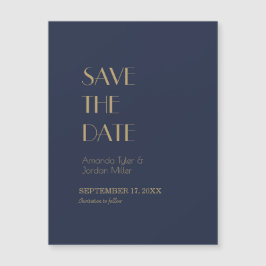 金ゴールド型デコ | Dark Navy Wedding Save the Date マグネット招待状