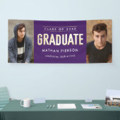 金ゴールド型パープル2枚の写真卒業 横断幕 (トレードショー)