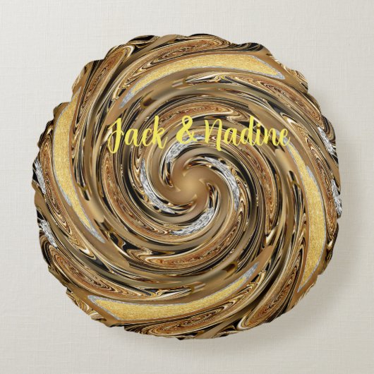 金ゴールド型円枕 ラウンドクッション (正面)