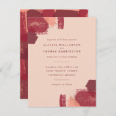 金ゴールド塵及び秋の絵画的な打撃の結婚 インビテーションポストカード (正面/裏面)