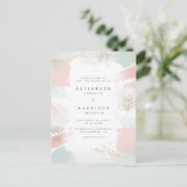 金ゴールド塵及び絵画的なパステル調のブラシの打撃の結婚 インビテーションポストカード (スタンド正面)