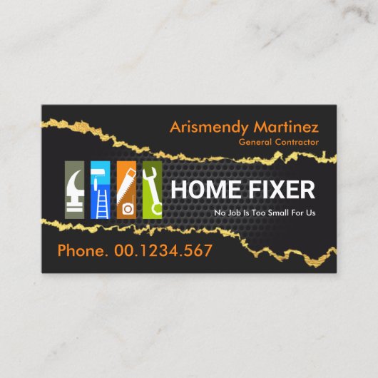 金ゴールド壁紙のワイヤーメッシュ改装 名刺 (正面)