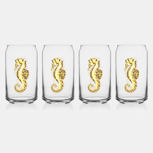 金ゴールド多角形船馬 ガラス缶 (正面)